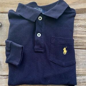 Vintage Polo by RL‎ Boy’s Sz 2/2T Navy Cotton Mesh Long Sleeve Pocket Polo Shirt